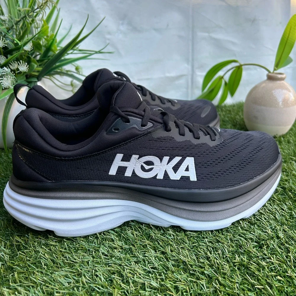 HOKA BONDI 8 Running black and white Shoe women size 12.5 2E new/no box